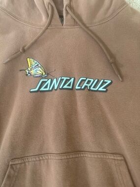 Santa Cruz Brown Hoodie with Colorful Butterfly Accent